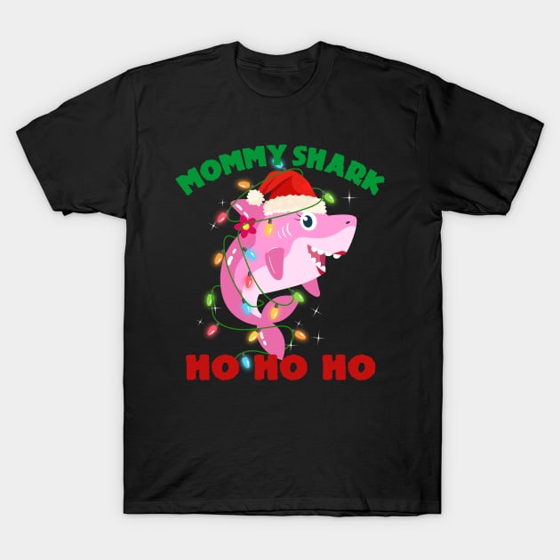 Mommy Shark Ho Ho Ho Christmas T-Shirt by mckinney